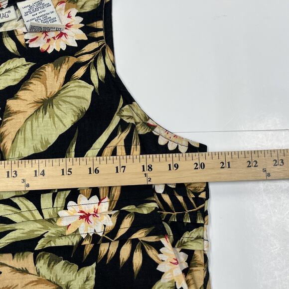 White Stag Linen Blend Floral Maxi Dress Womens Large Tropical Mature Resort - Picture 10 of 15